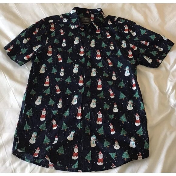 Men’s Primary Cotton Christmas Button Down Shirt Size MD - Picture 1 of 2